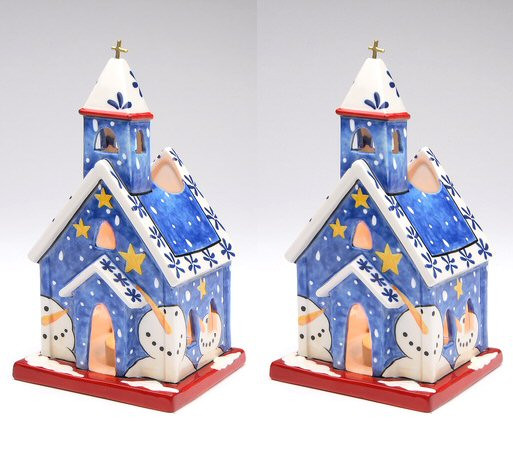 Snowman Tea Light House Candle Holder, Set of 2 Candle Accessories