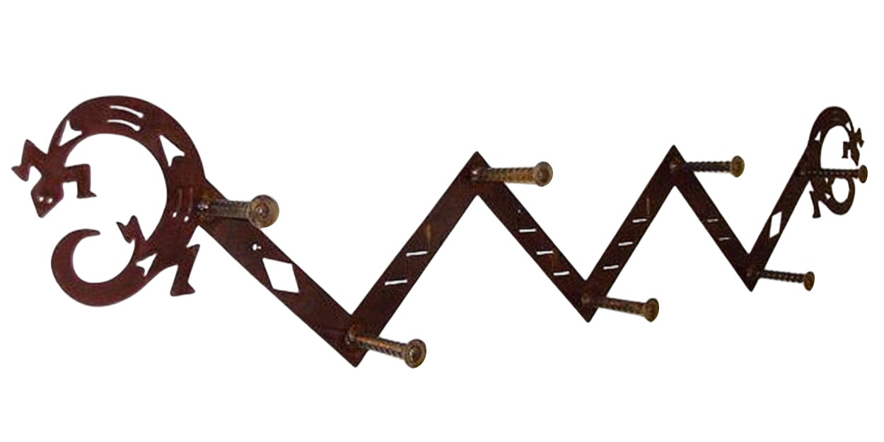 Southwest Staggered Hook Metal Coat Rack Tribal Rustic Design