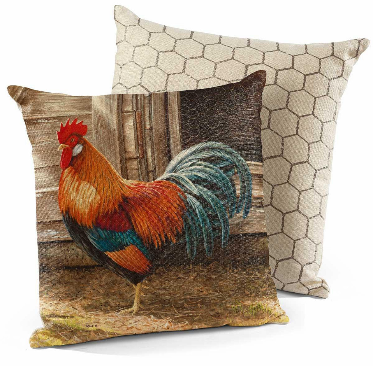 18 Leghorn Rooster Bird Decorative Square Throw Pillows Set Of 4
