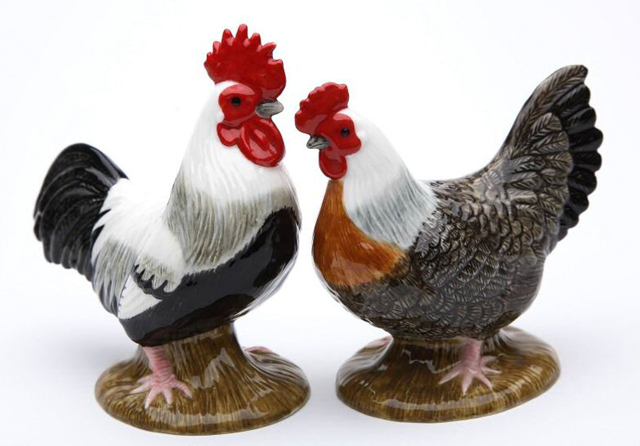 Fancy Rooster Bird Porcelain Salt and Pepper Shakers, Set of 4 - Tableware  - Cosmos