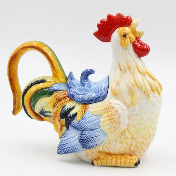 Rooster Bird Ceramic Teapot Tableware Serveware Cosmos