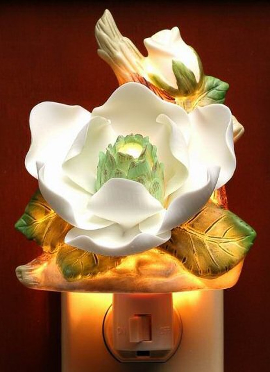 porcelain rose night light