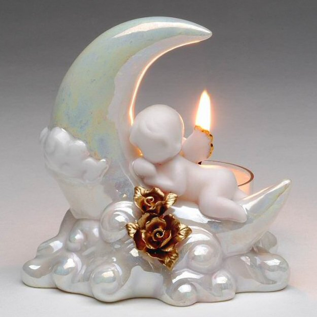 Celestial Cherub Porcelain Tea Light Candle Holders, Set of 2 - Candle  Accessories - Cosmos