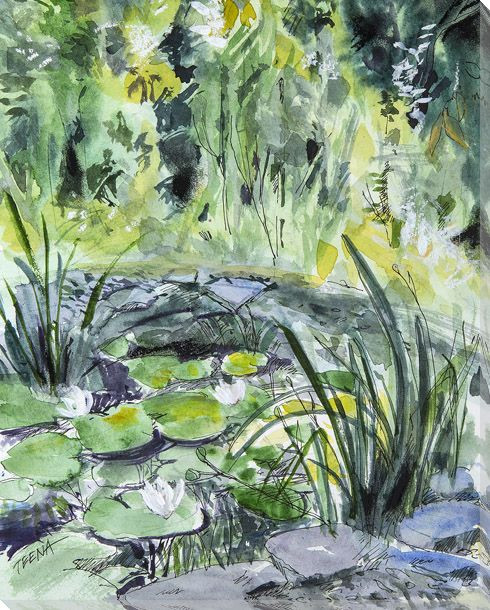 Lily Pads Wrapped Canvas Giclee Art Print Wall Art - Wall Decor - Artwork