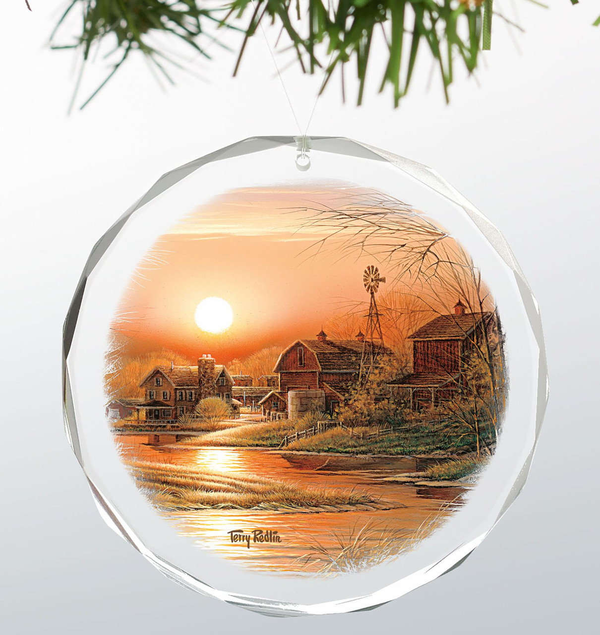 Shoreline Neighbors Farm Glass Christmas Tree Ornaments, Set of 6