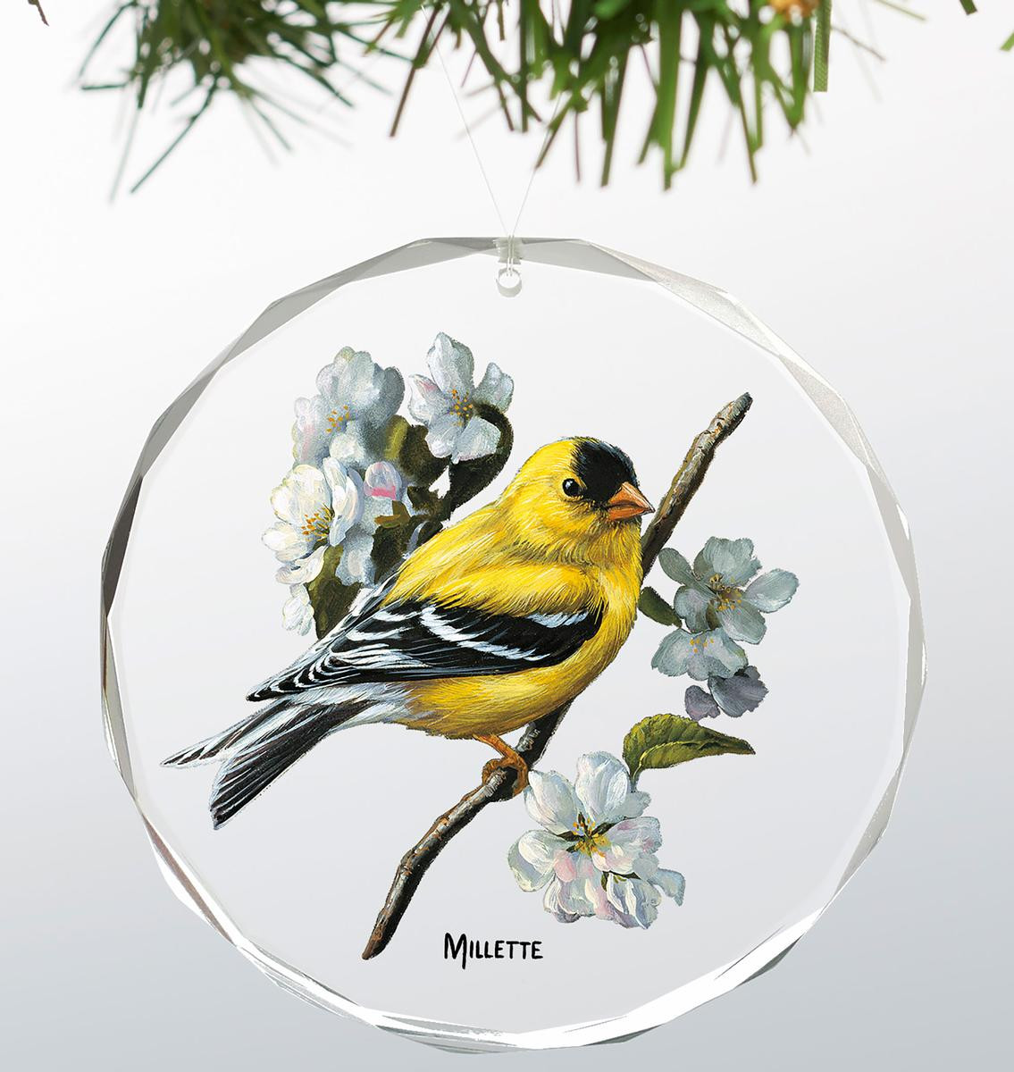 Wild Wings Spring Goldfinches Glass Ornament - Thumbnail 2