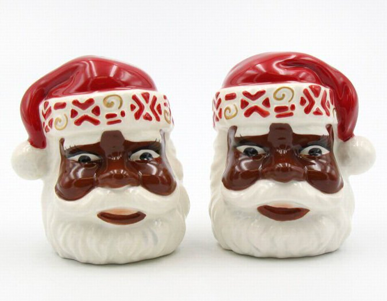 First Light African American Santa Ceramic Salt and Pepper Shakers, Set of 4