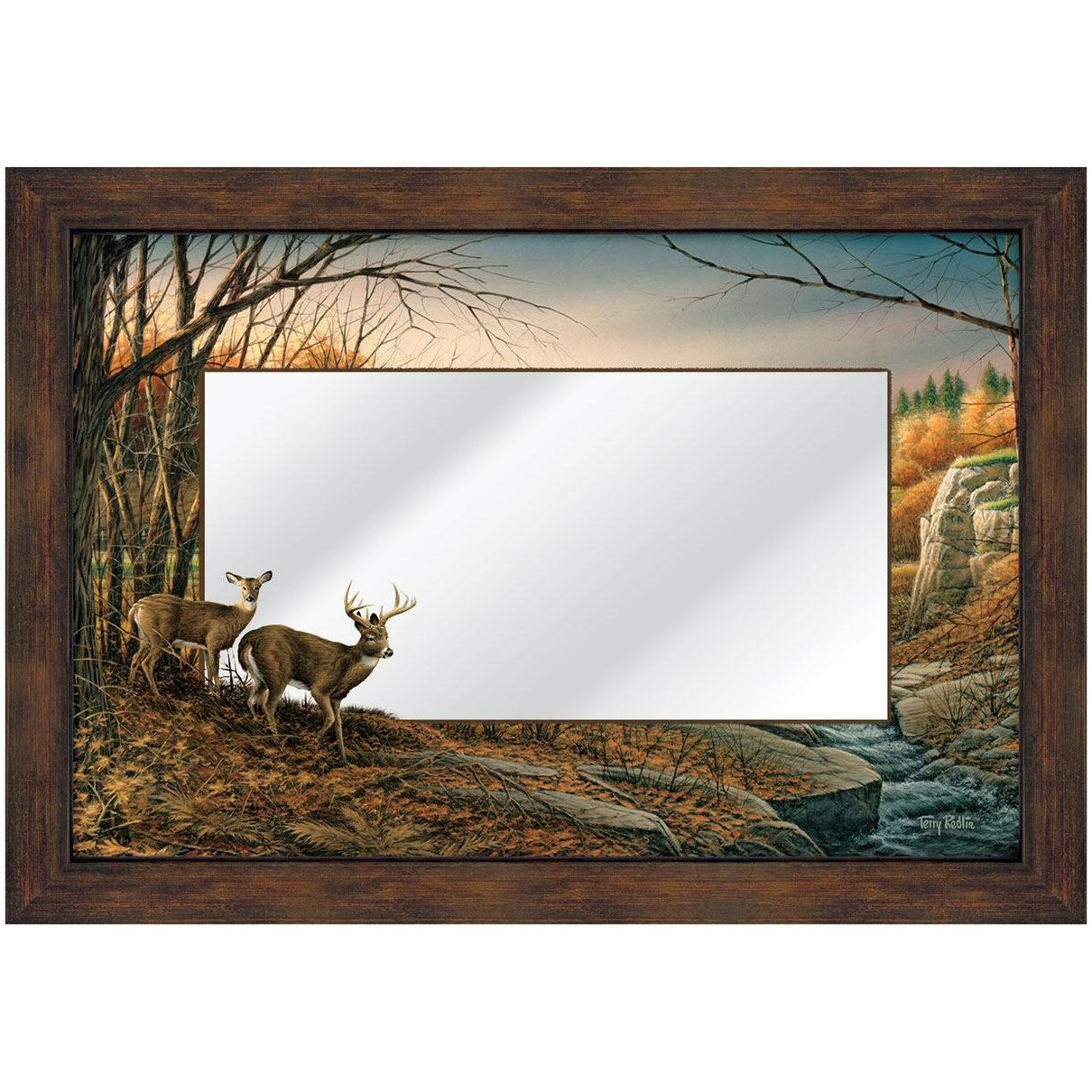 Indian Summer Whitetail Deer Framed Wall Mirror - Wall Decor - Wild Wings