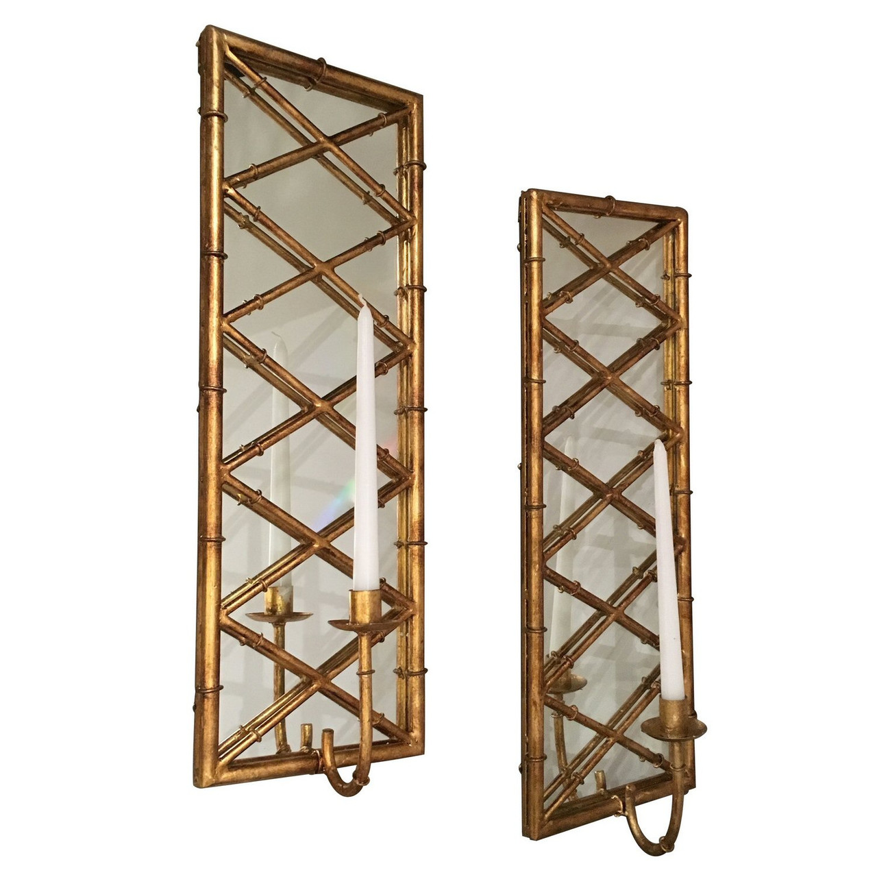 Wrought Iron Mirrored Wall Candle Sconce 10018637