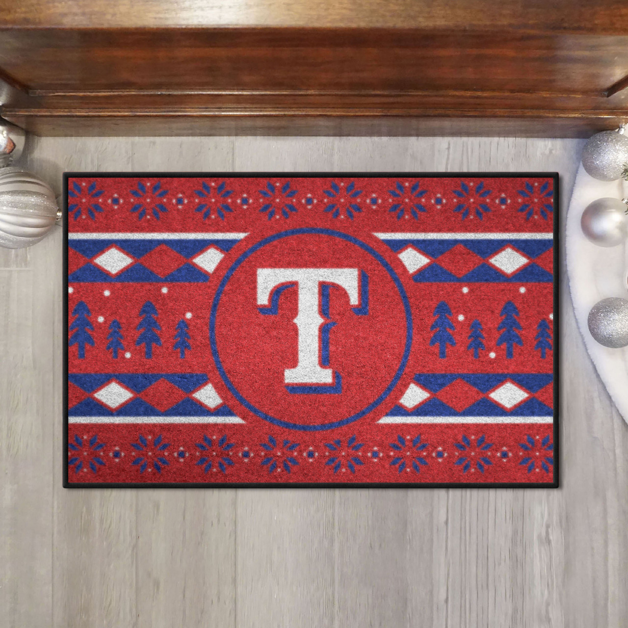 Texas Rangers Holiday Sweater Starter Mat 19x30