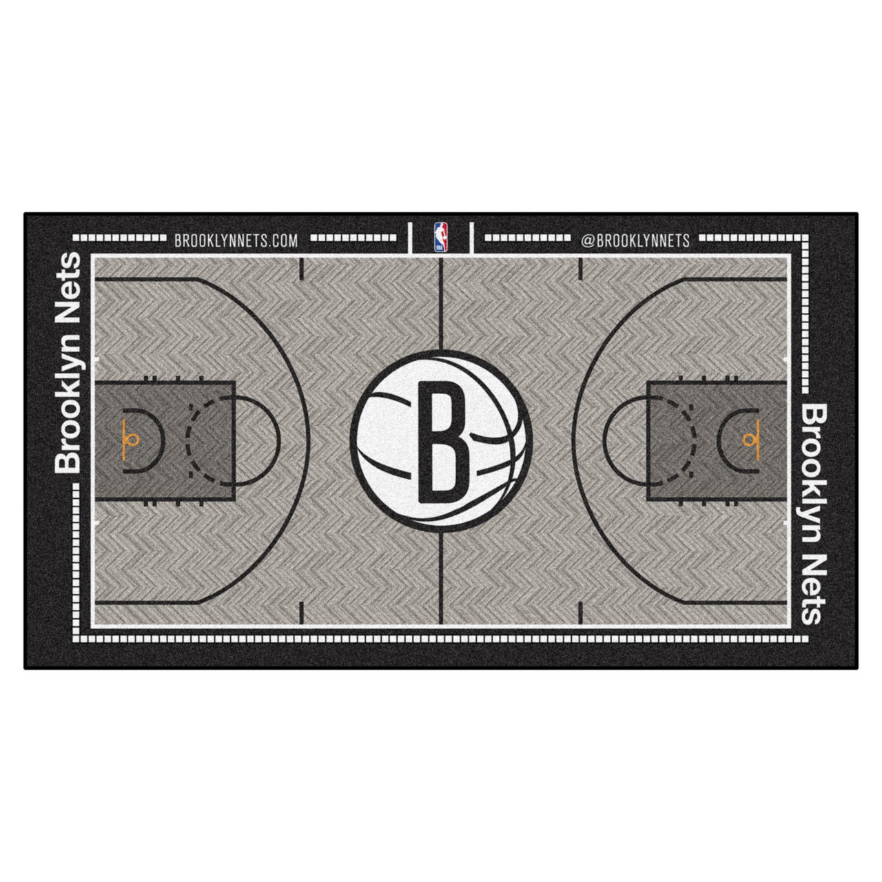 29.5 x 54 Brooklyn Nets NBA Court Black Rectangle Runner Mat
