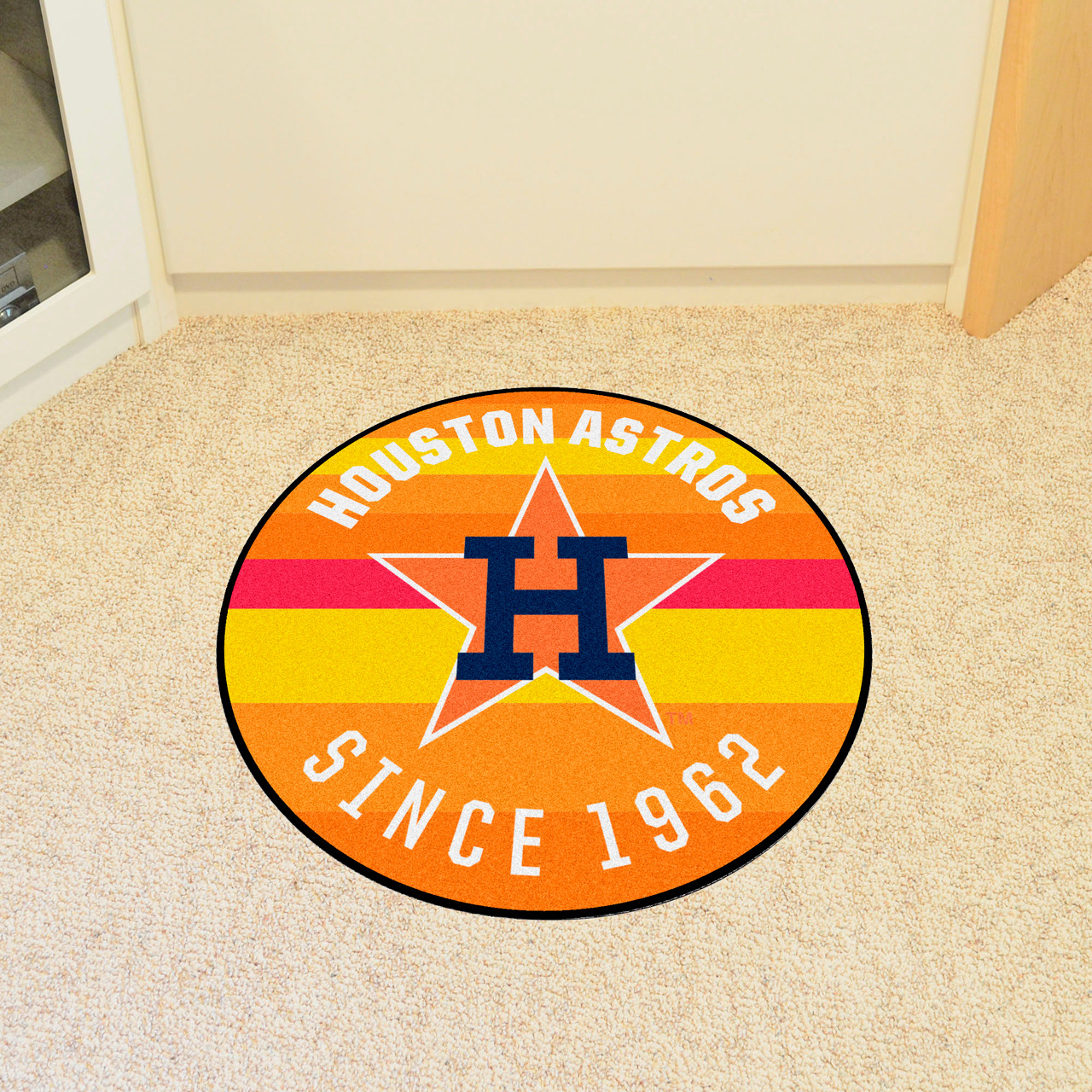 27 1984 Houston Astros Retro Logo Roundel Round Mat - Floor Rug