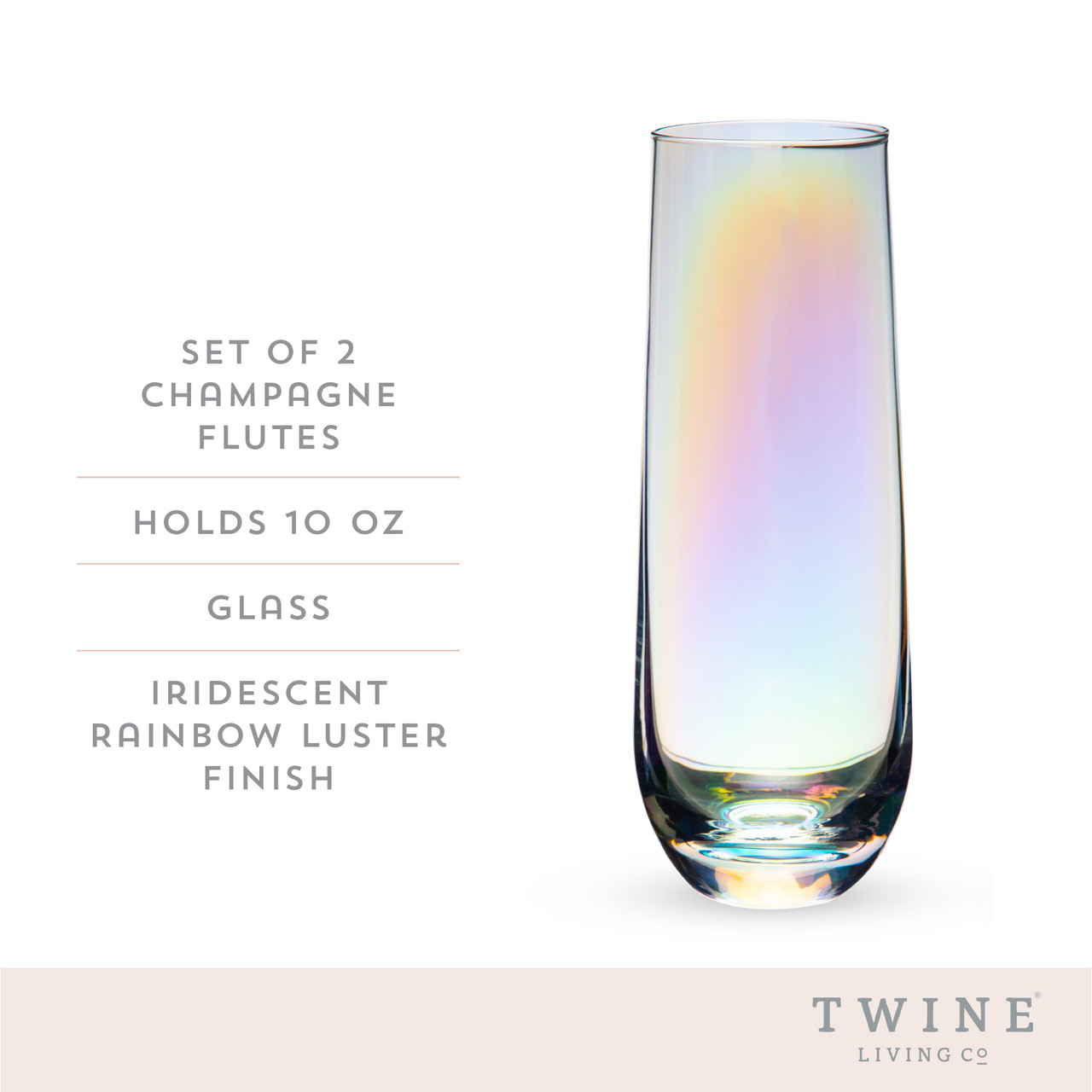 Iridescent Stemless Champagne Flutes, Wine Glasses for Cocktails