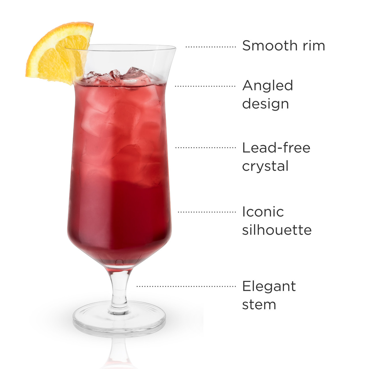 Viski Angled Crystal Hurricane Glasses - Thumbnail 3