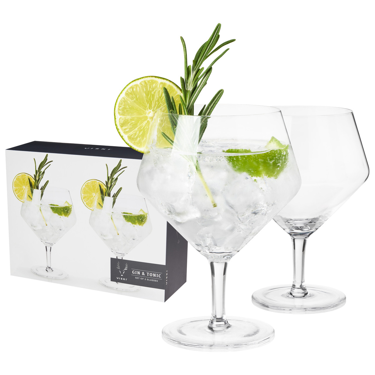 Angled Crystal Gin & Tonic Glasses by Viski, Set of 2 - Drinkware