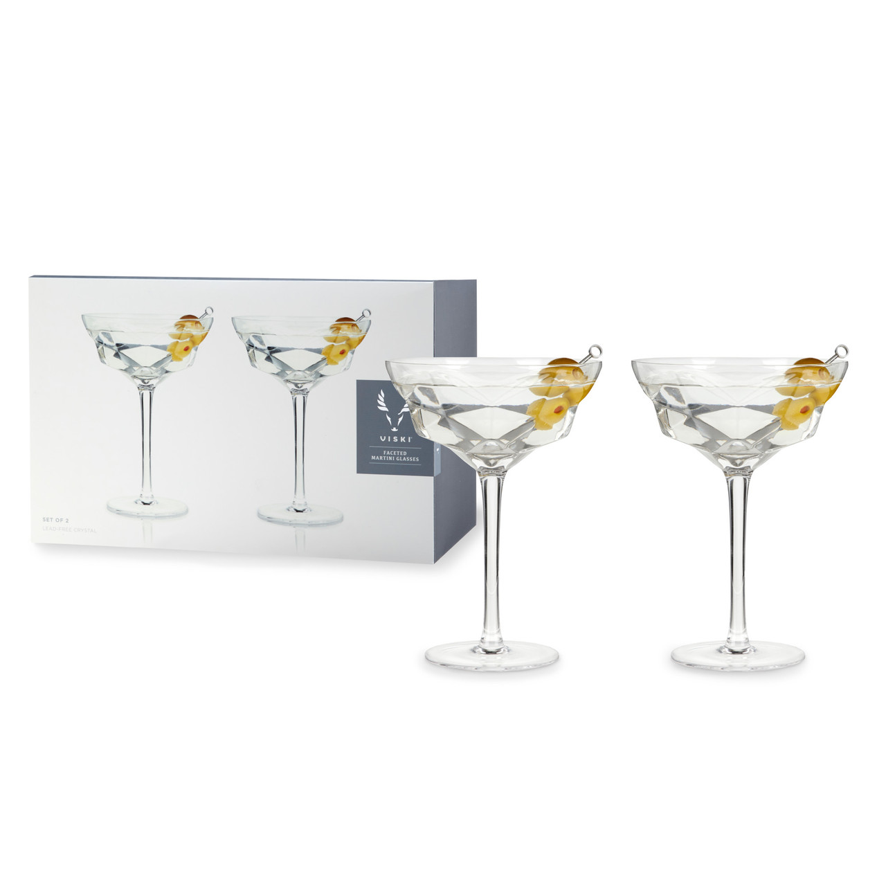 Viski Stemmed Crystal Martini Glasses