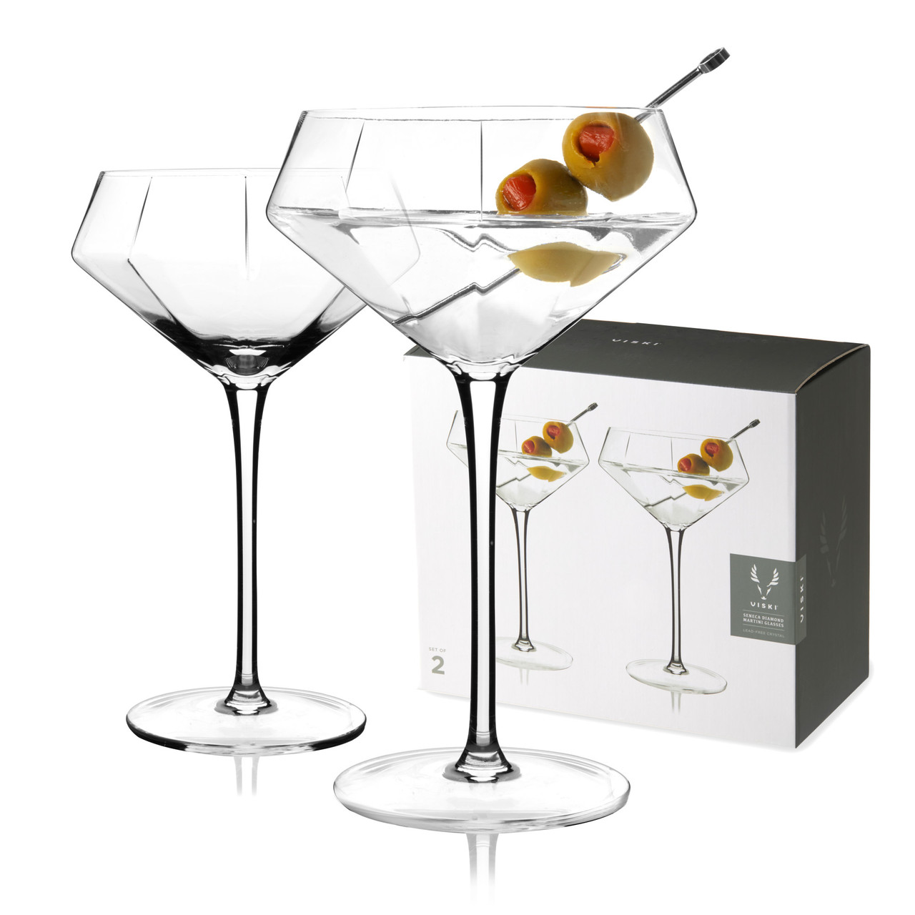 Seneca Crystal Diamond Martini Glasses, Set of 2 - Thumbnail 3