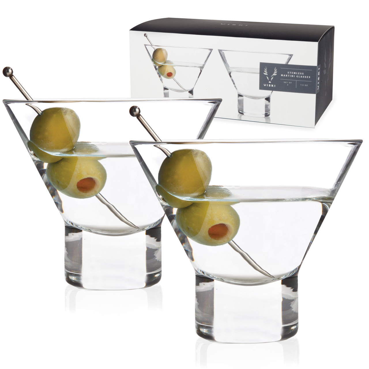 Viski Stemmed Crystal Martini Glasses - Set of 2
