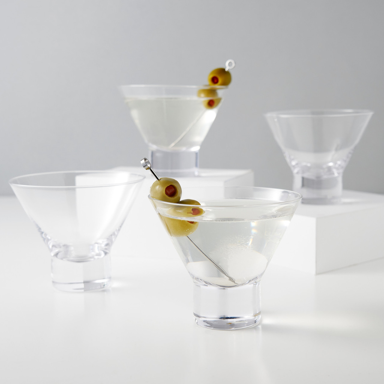 Heavy Crystal Martini Glasses, Set of 4