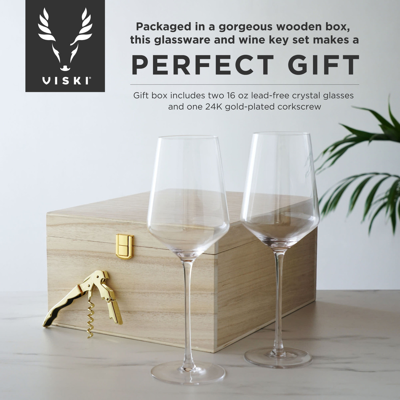 Angled Crystal Chardonnay Wine Glasses by Viski, Set of 2 - Drinkware