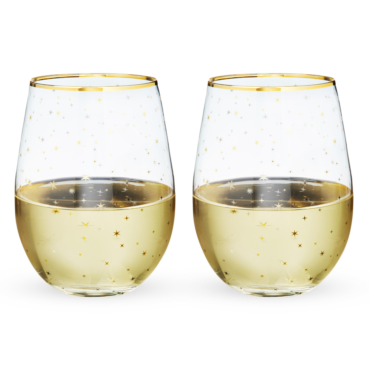 2 Stemless Wine Glasses and 2 Margarita Glasses White Lustre 