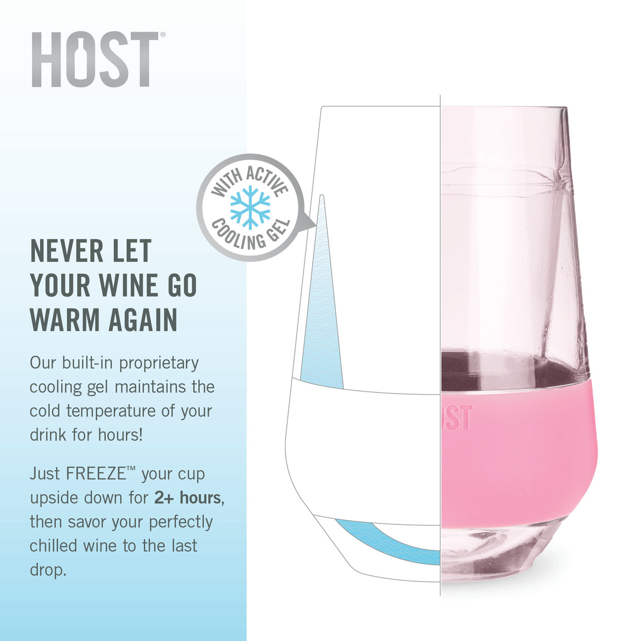 Host Wine Freeze Cooling Cups, Gray (Set of 2)