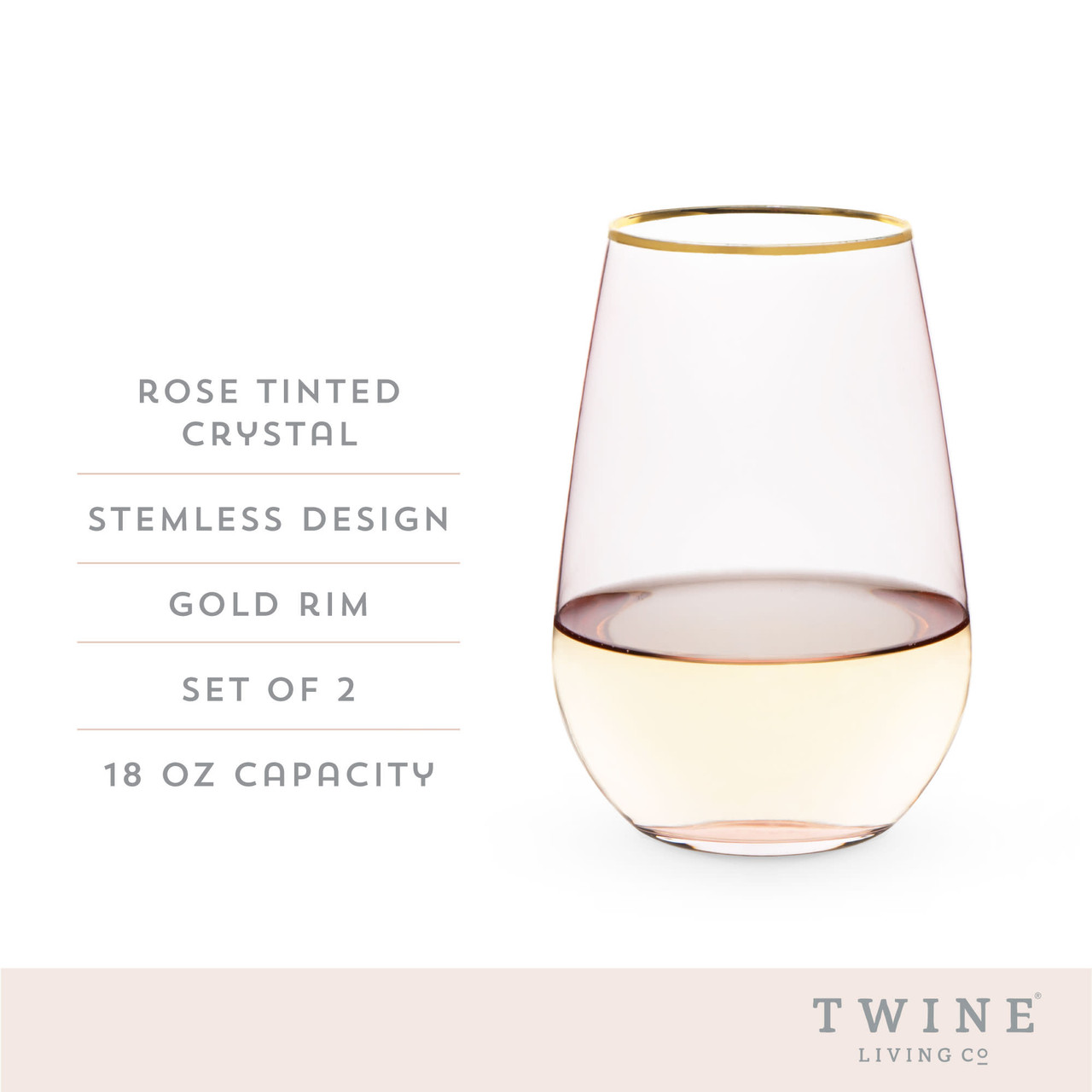 Wonderland Rose Crystal Stemless Wine Glasses (Set of 2) - The VinePair  Store