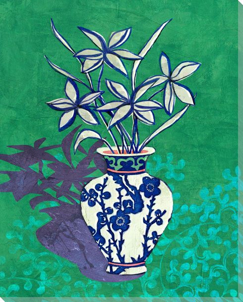 Chinoiserie Vases 1 Wrapped Canvas Giclee Art Print Wall Art Wall