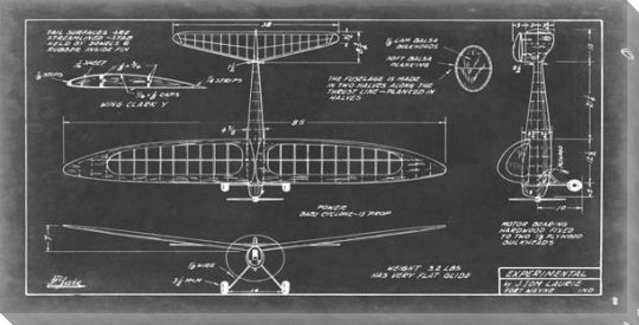 Aeronautic Blueprint Vi Wrapped Canvas Giclee Print Wall Art