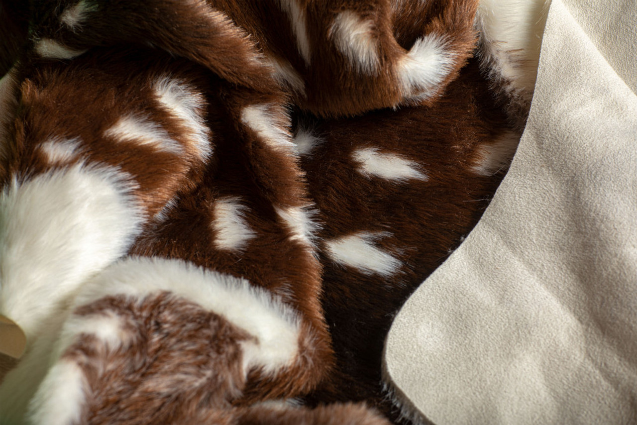 Brown Cow Print Stencil Off-White Cowhide