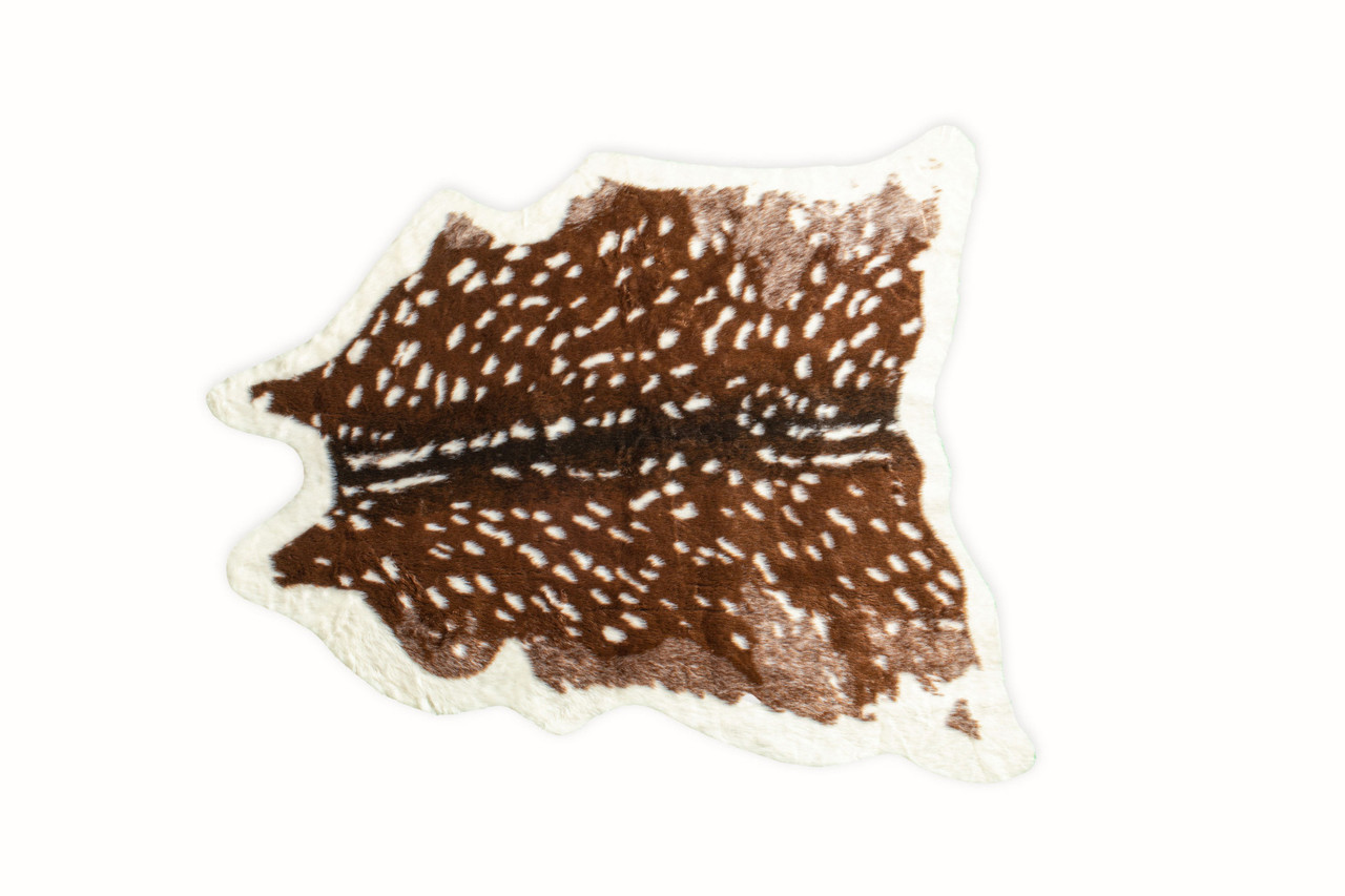 5' X 8' Off White And Brown Faux Cowhide Tufted Washable Non Skid