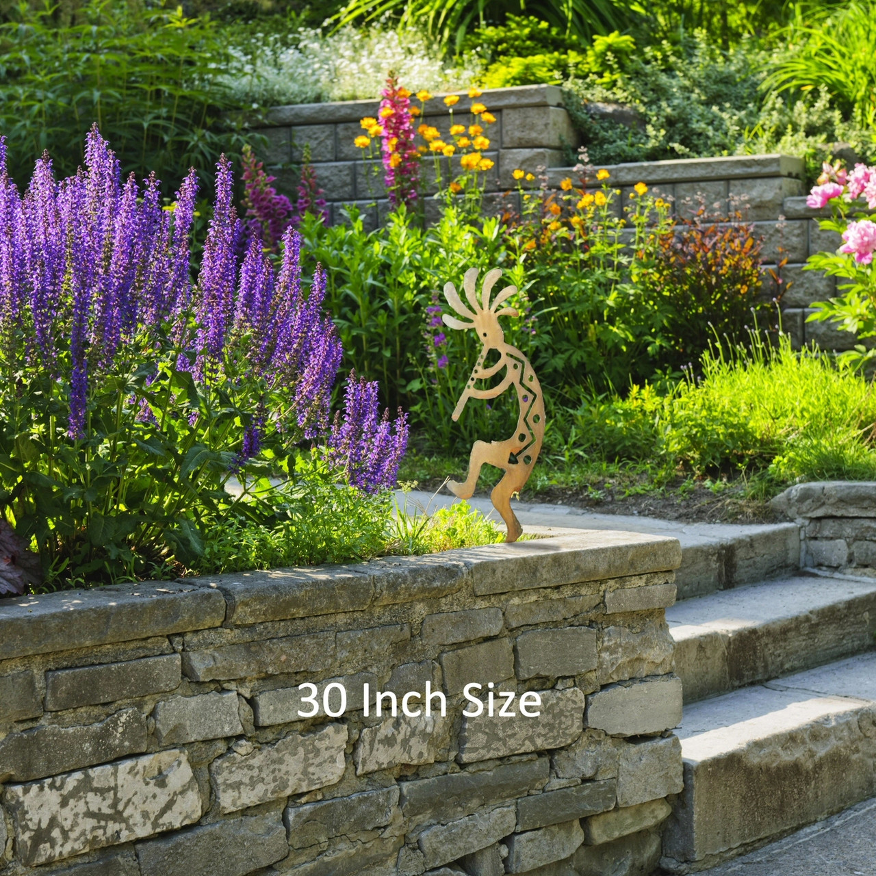 Left Facing Kokopelli Flute Player | Metal Garden Yard Decor