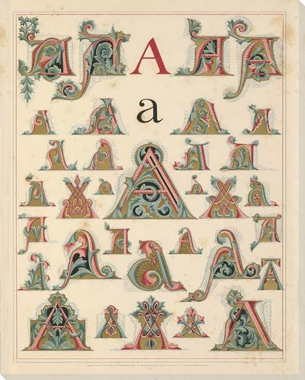 Initiale A Full Wrapped Canvas Giclee Art Print Wall Art | Font ...