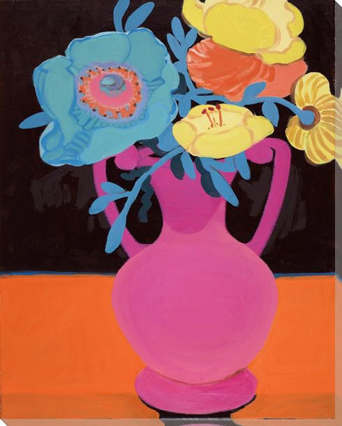 Pink Vase with Flowers Wrapped Canvas Giclee Print Wall Art | Flower ...