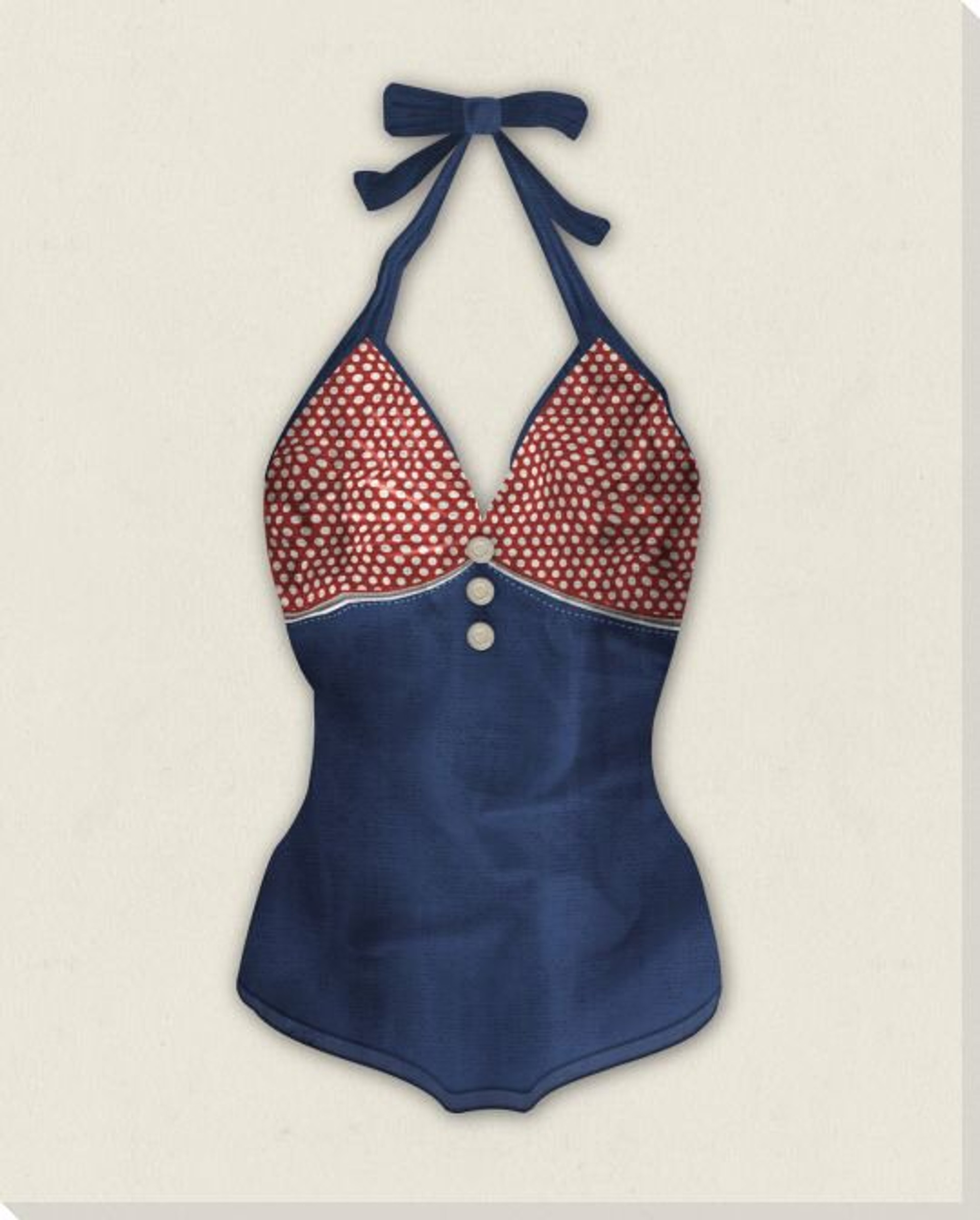 Vintage Bathing Suit Blue Wrapped Canvas Giclee Print Wall Art - Wall ...