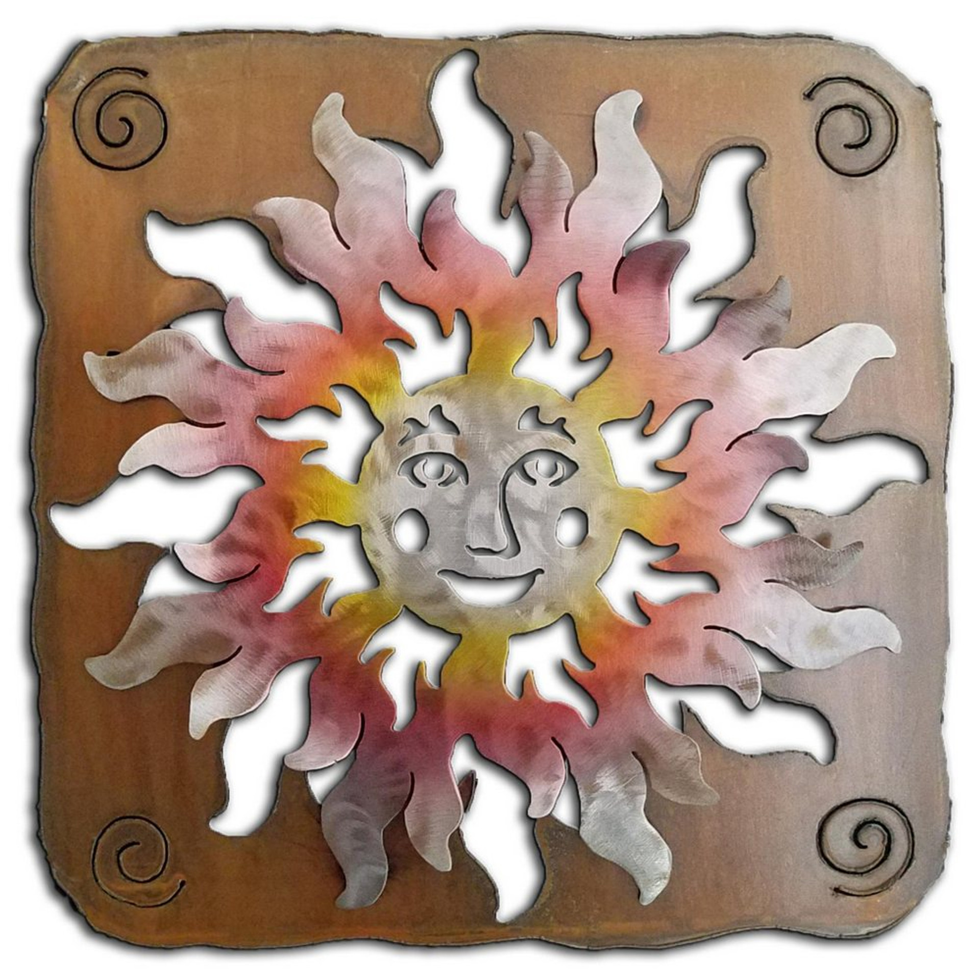 Happy Sun Face Rust Metal Wall Art Southwest Wall Decor Chris
