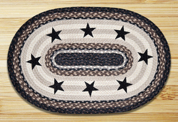 Black Rustic Star Braided Jute Round Placemat Tableware