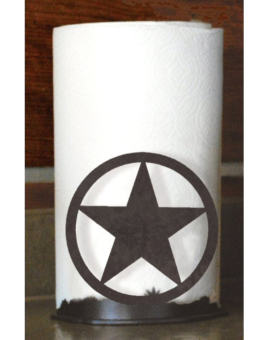 Rustic Cast Iron Lone Star Paper Towel Holder - Freestanding Farmhouse Kitchen Decor
