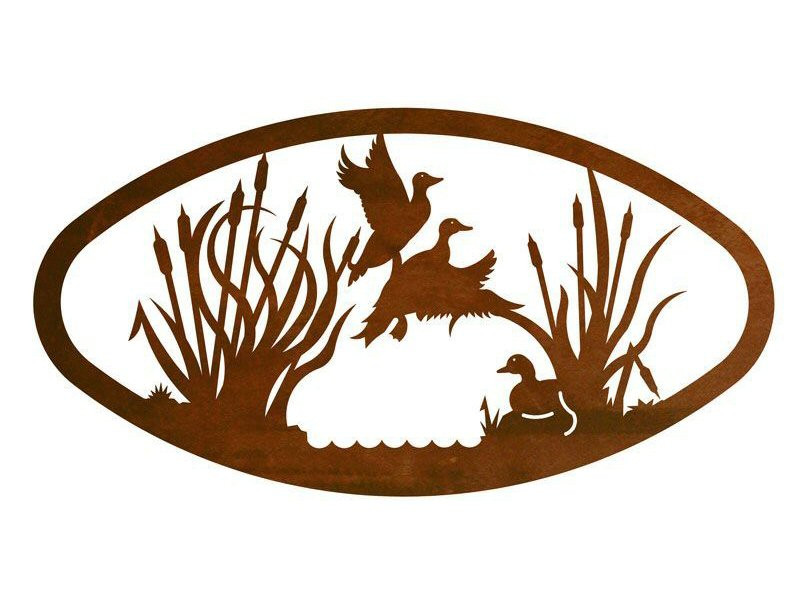 22" Oval Ducks in the Marsh Metal Wall Art Birds Wall Decor