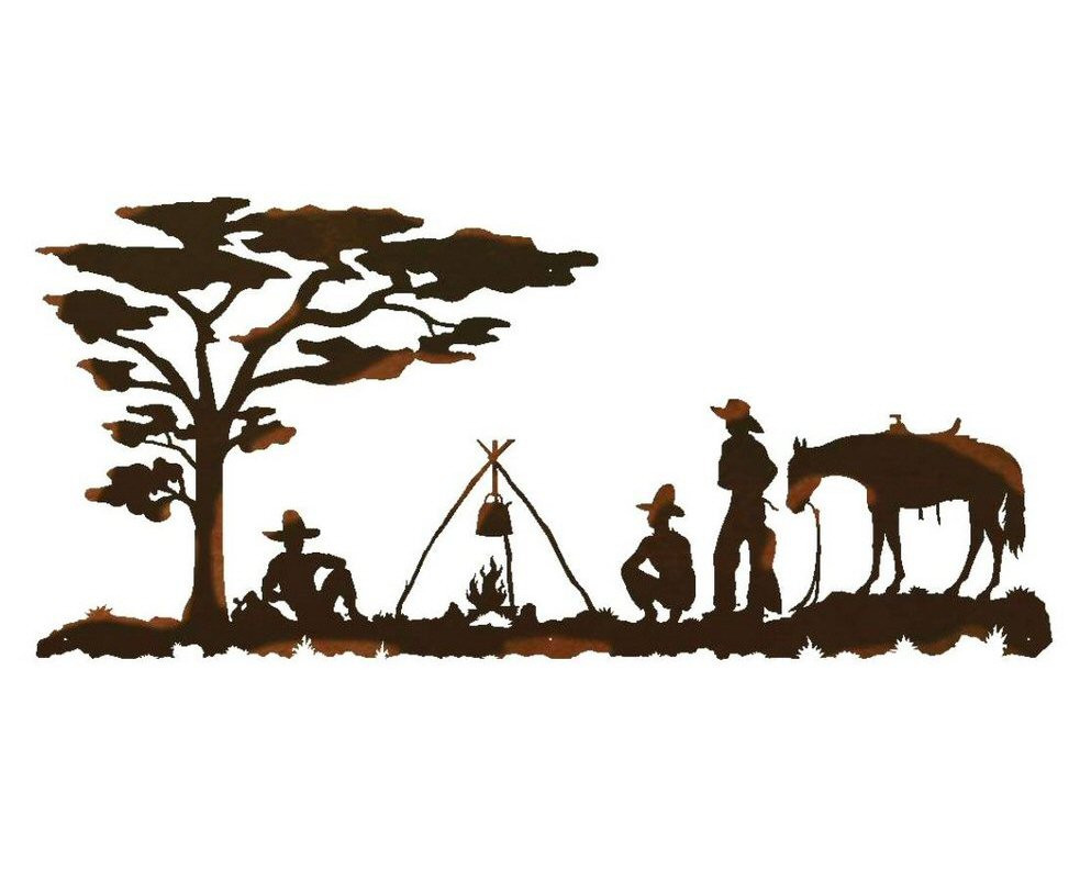 57" Cowboy Camp Metal Wall Art Western Wall Decor