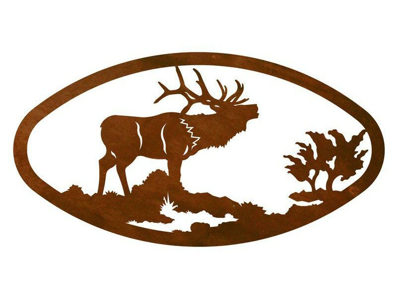 22" Oval Elk Metal Wall Art Wildlife Wall Decor