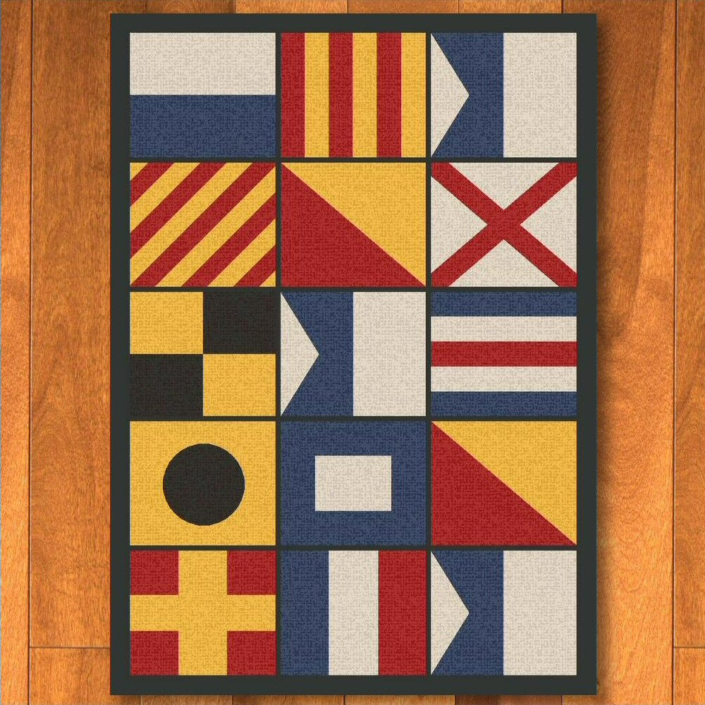 4' x 5' Nautical Signal Flag Rectangle Nylon Area Rug - Floor Rug ...