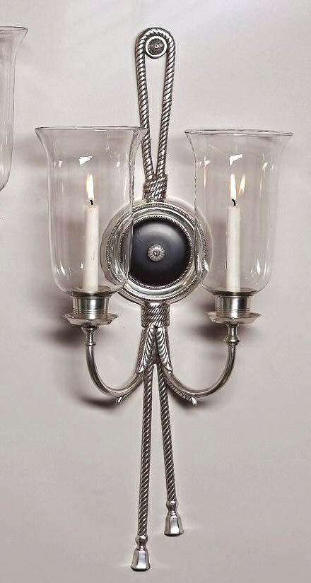 Antique Silver and Black Two Light Hurricane Wall Sconce Candle Holder Wall Decor Dessau