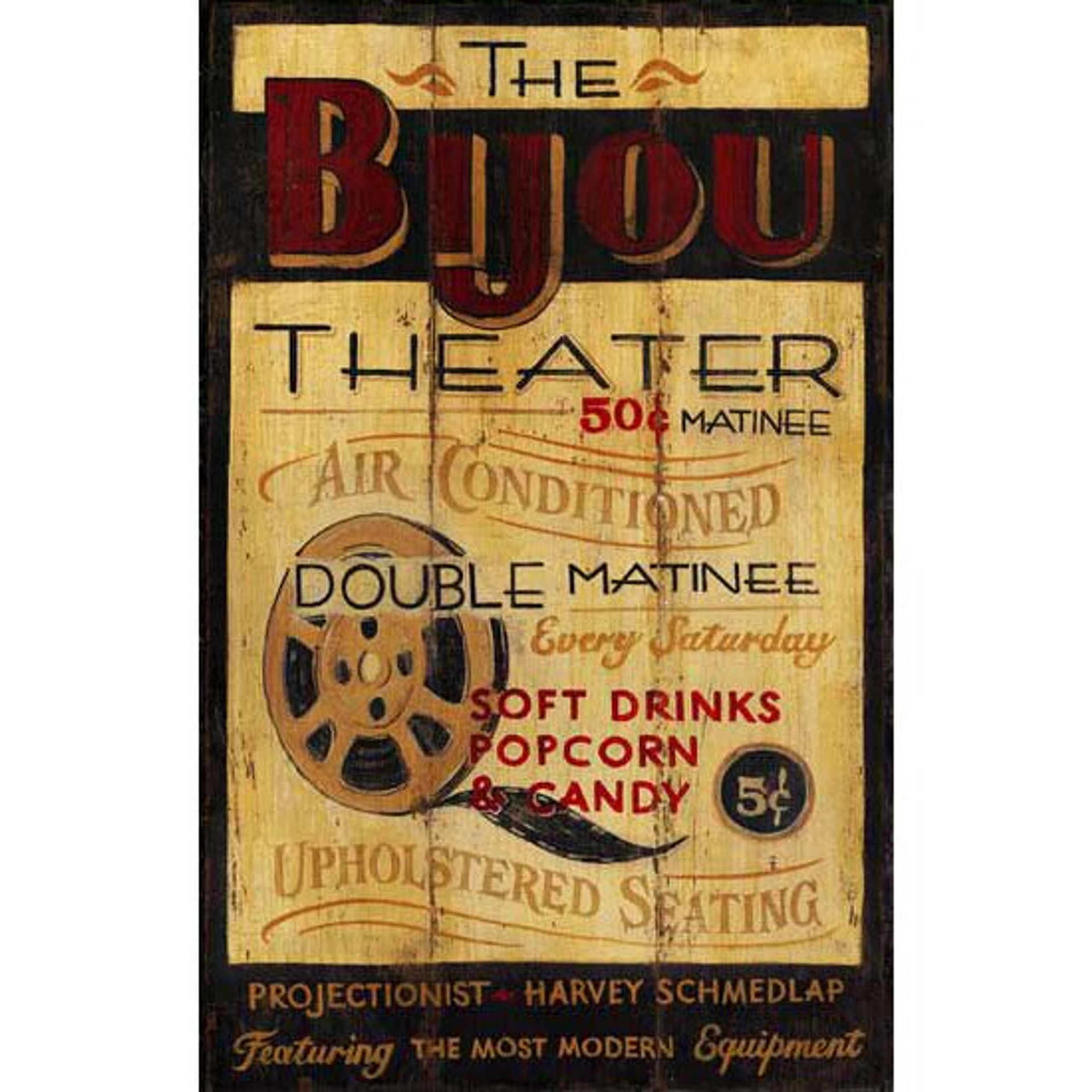 Customizable The Bijou Theater Vintage Style Wooden Sign - Personalized ...