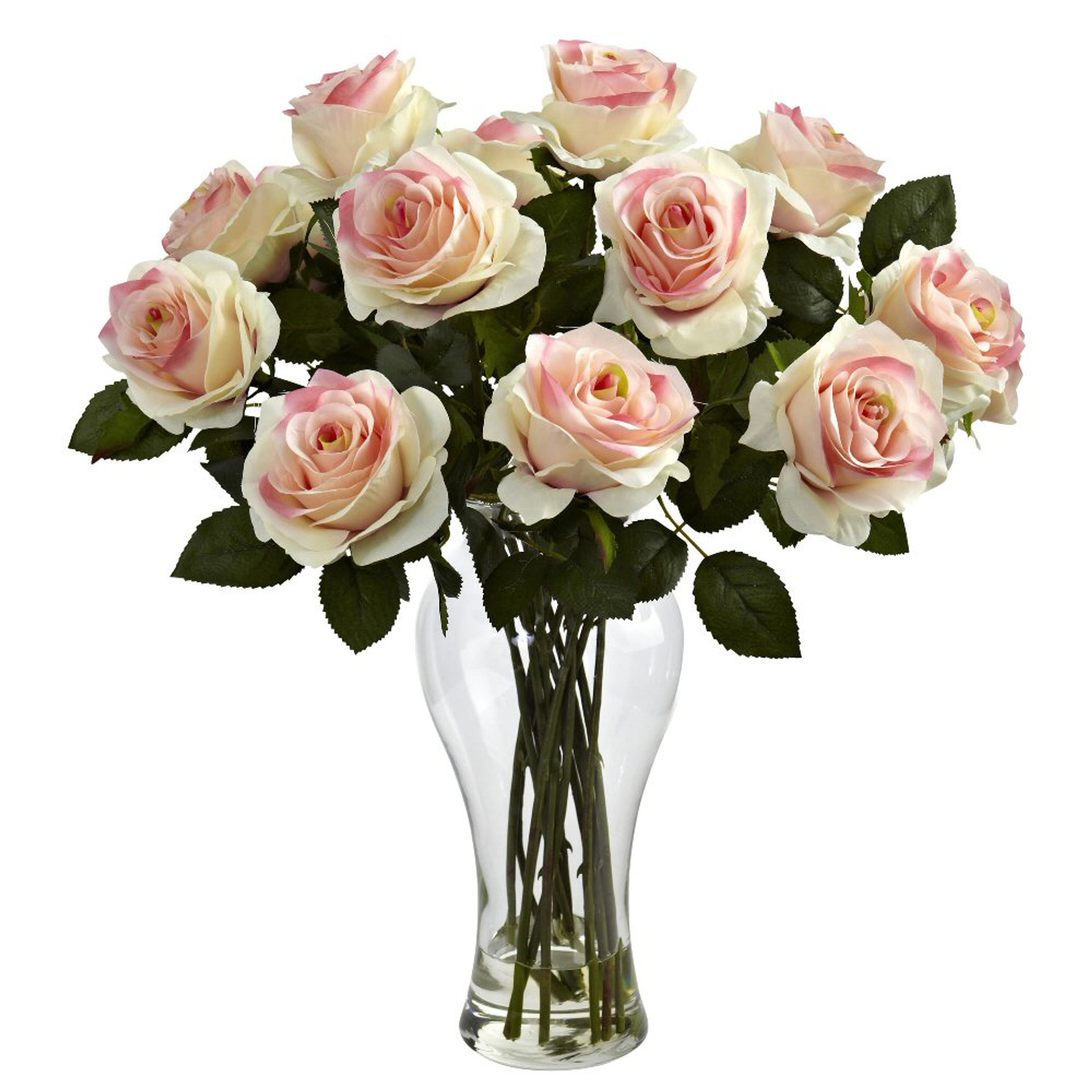Blooming Red Roses Silk Flower Arrangement With Vase Artificial Blooming Red Roses Silk Flower Arrangement With Vase Artificial