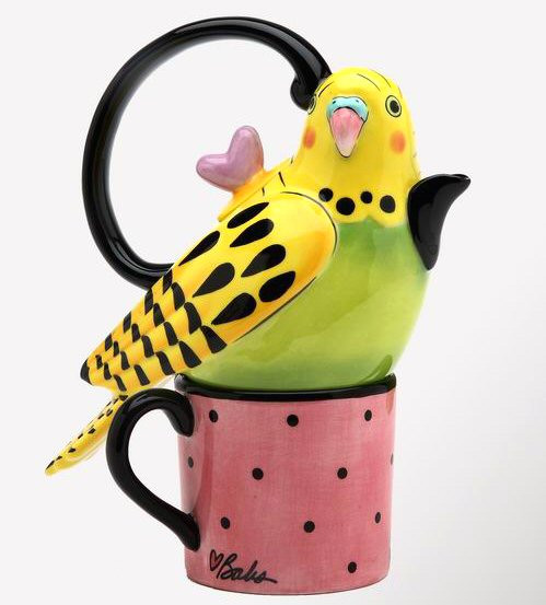 Yellow Parakeet Ceramic Teapot for One Tableware Appletree Design