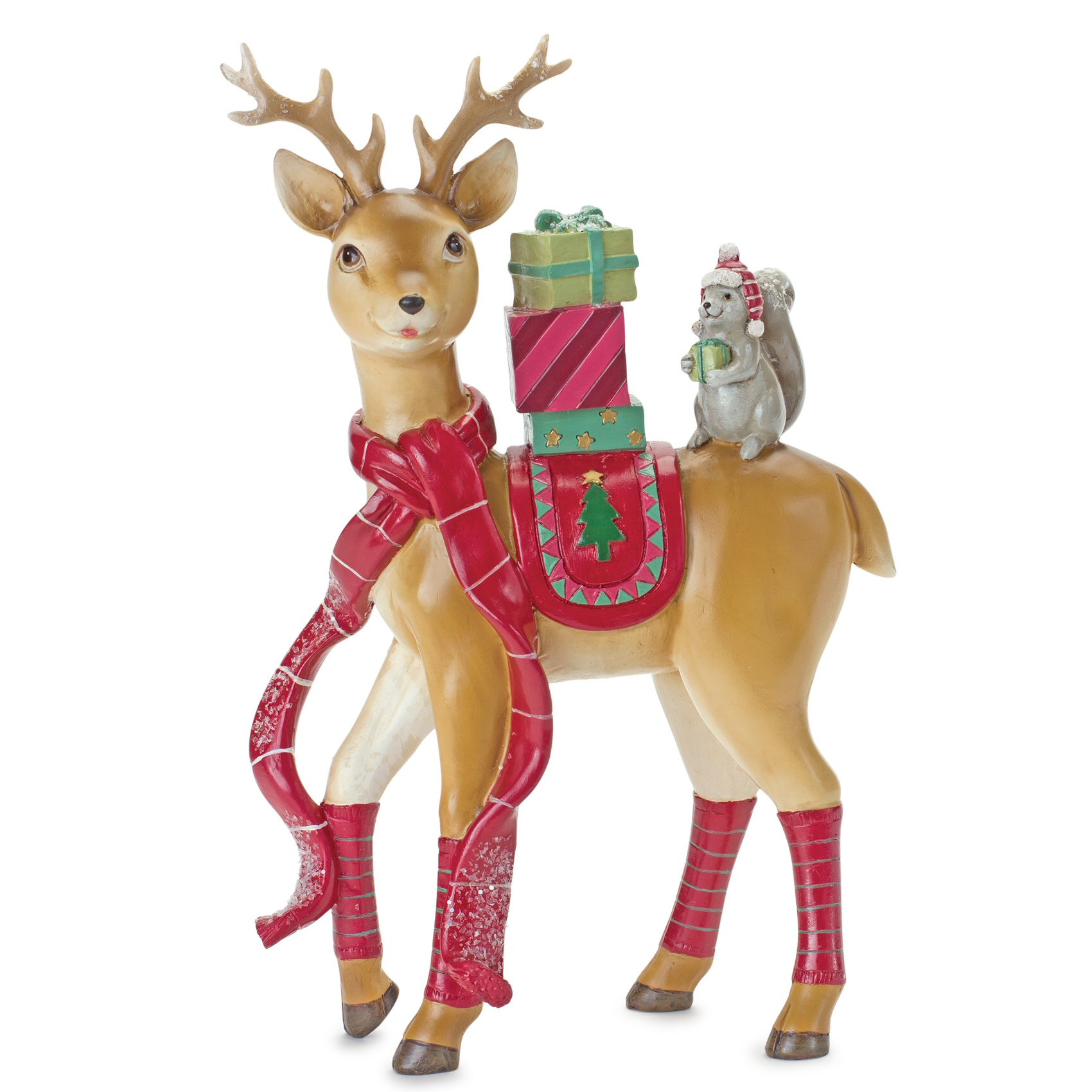 10" Deer and Squirrel Resin Sculpture - Christmas Decorations - Melrose