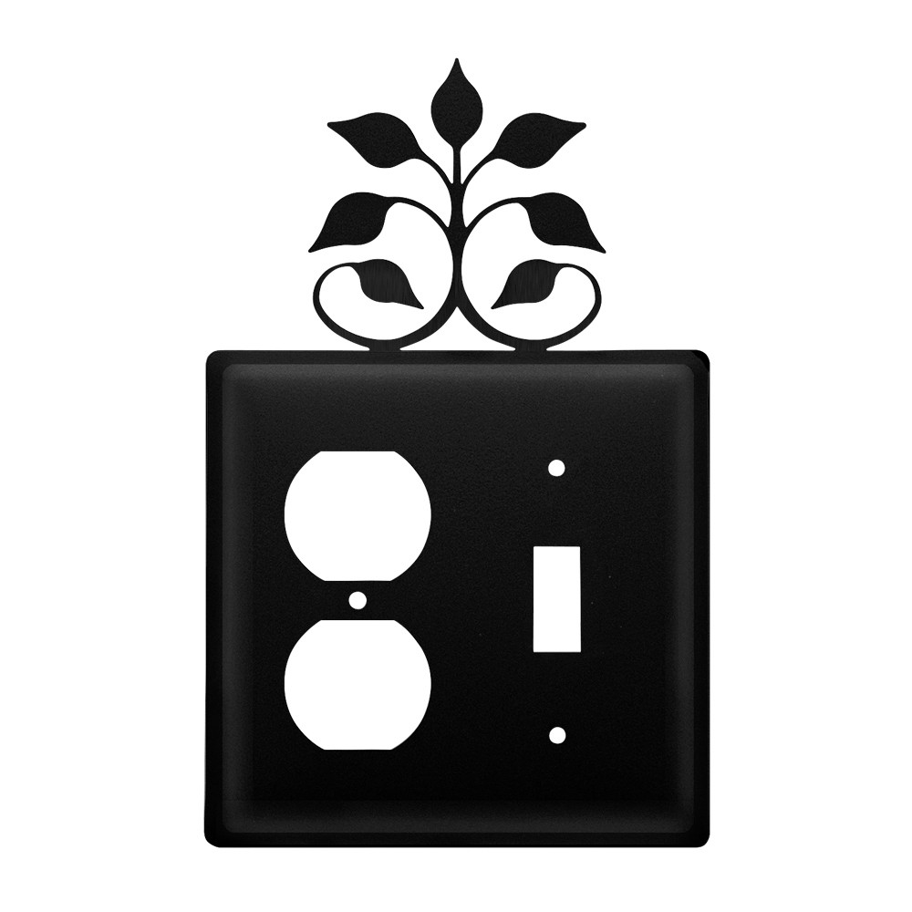 Double Combo Leaf Fan Single Outlet & Single Switch Metal Switch Plate