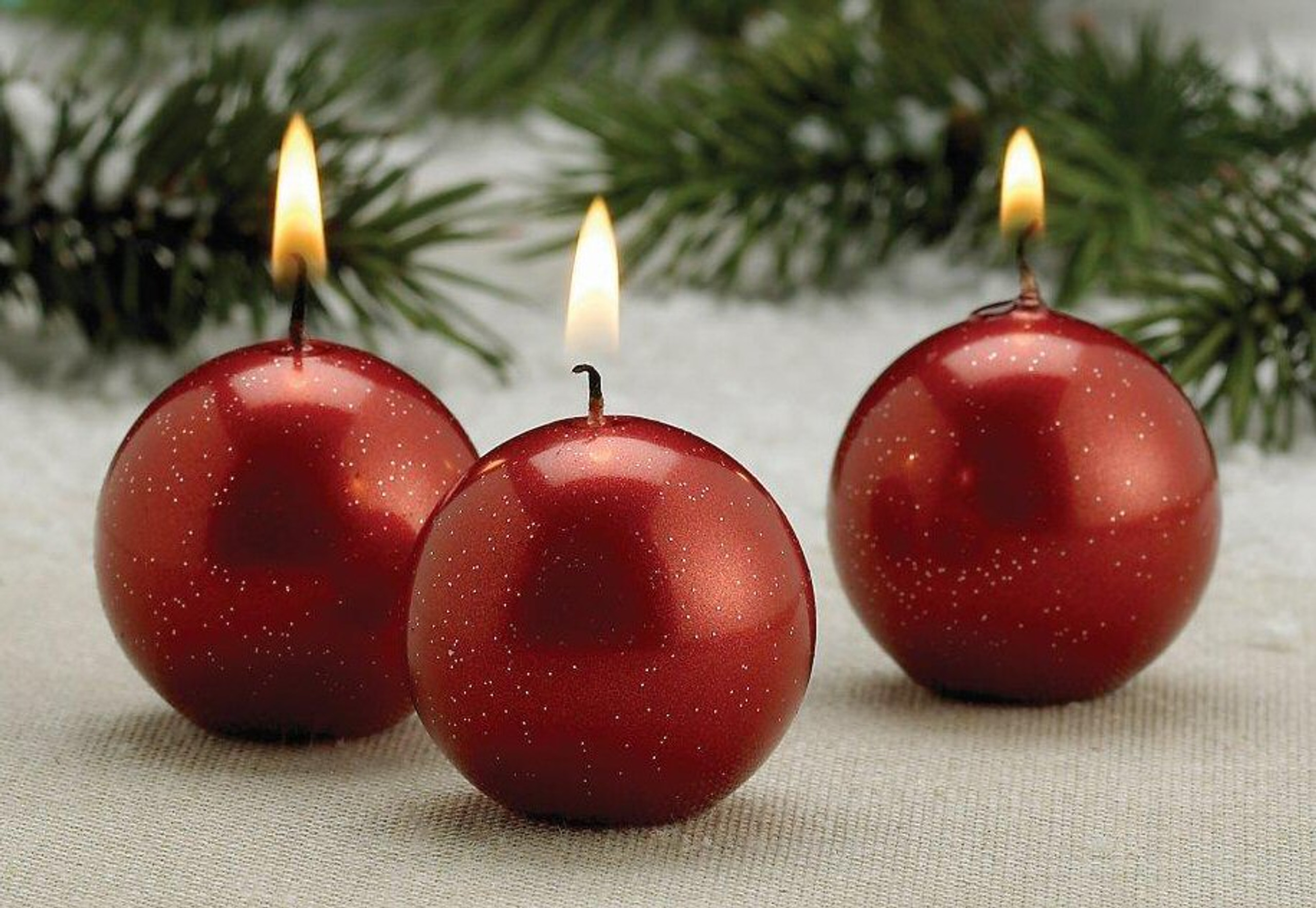 Metallic Red Christmas Ball Candles Set Of 12   Metallic Red Christmas Ball Candles Set Of 12  97798.1537260380 