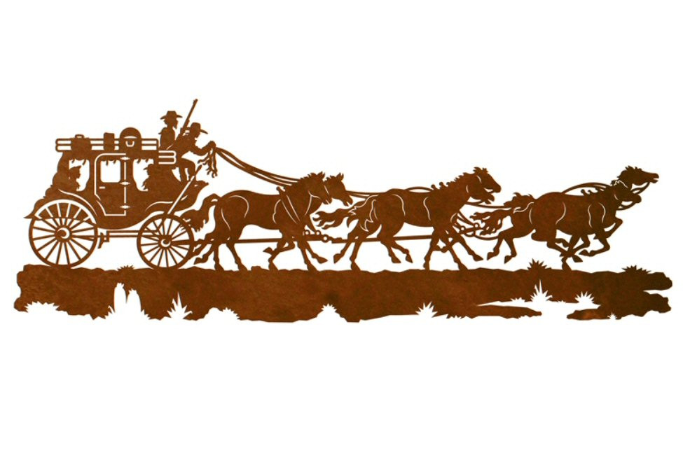 Stagecoach with Horses 42 in Metal Wall Art | Old West Scene Accent